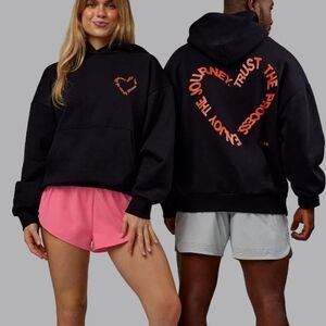 LSKD Unisex Love The Process Oversize Hoodie – Black-Ultra Orange